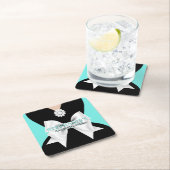 グラムアクアティール(緑がかった色)ファンシーティファニーテーマベビーシャワー スクエアペーパーコースター (インサイチュ)