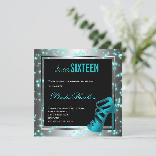 グラムアクアトゥインクルハイヒールSweet sixteen招待状 招待状 (スタンド正面)