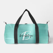 グラムアクアブラシ仕上げ金属白黒モノグラム ダッフルバッグ (正面)