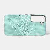 グラムアクアブルーフォイル紙吹雪 SAMSUNG GALAXYケース (裏面横)