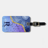 グラムアクアブルー水滴グラデーション |モノグラム ラゲッジタグ (正面横)