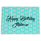 グラムアクア名前をカスタムするティファニーテーマホワイトボウ ラージペーパーバッグ (正面)