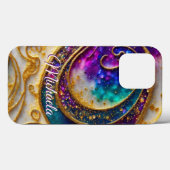 グラムアモダンア&パープルグリッターモノグラム Case-Mate iPhoneケース (裏面 (横))