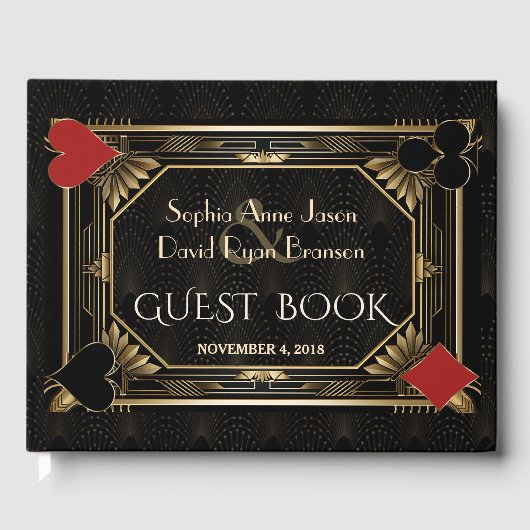 グラムアールデコカジノラスベガストランプのポーカー結婚ズ ゲストブック (正面)