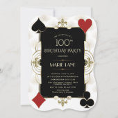 グラムアールデコカジノロイヤルトランプのポーカーウーマン誕生日 招待状 (正面)