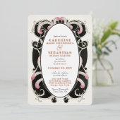 グラムアールデコギャツビーヴィンテージモノグラム結婚ズ金ゴールド 箔招待状 (立ち正面)