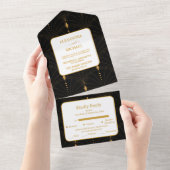 グラムアールデコブラックギャツビー1920年代スタイル結婚ズ オールインワン招待状 (貼ってはがせる)