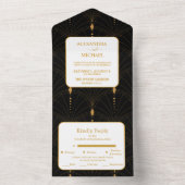 グラムアールデコブラックギャツビー1920年代スタイル結婚ズ オールインワン招待状 (内側)