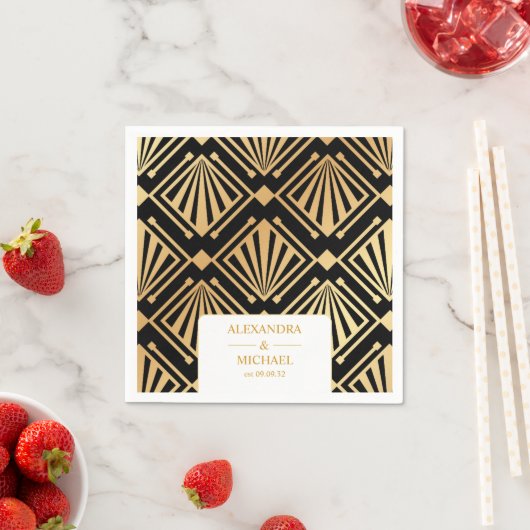 グラムアールデコブラックギャツビー1920年代スタイル結婚ズ スタンダードカクテルナプキン (インサイチュ)