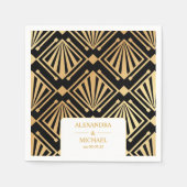 グラムアールデコブラックギャツビー1920年代スタイル結婚ズ スタンダードカクテルナプキン (正面)