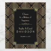 グラムアールデコブラックギャツビー1920年代スタイル結婚ズ ワインラベル (シングルラベル)