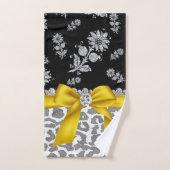 グラムイエローボウ – グレーヒョウ – シルバーフローラ輝 バスタオルセット (ハンドタオル)