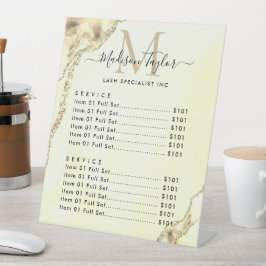 グラムイエロー金ゴールドグリッターアガテマーブルモノグラム 台座サイン