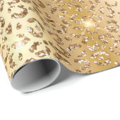 グラムイエロー金ゴールドグリッターヒョウ ラッピングペーパー (ロールコーナー)