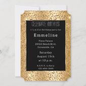 グラムイエロー金ゴールドグリッターヒョウ 招待状 (正面)