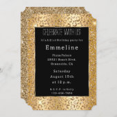 グラムイエロー金ゴールドグリッターヒョウ 招待状 (正面/裏面)