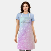 グラムイリジッドグリッターパーソナライズされたカラフル エプロン (着用した状態)