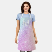 グラムイリジッドグリッターパーソナライズされたカラフル エプロン (着用した状態)
