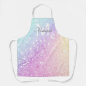 グラムイリジッドグリッターパーソナライズされたカラフル エプロン (正面)