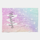 グラムイリジッドグリッターパーソナライズされたカラフル キッチンタオル (横)