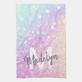 グラムイリジッドグリッターパーソナライズされたカラフル キッチンタオル (縦)