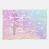 グラムイリジッドグリッターパーソナライズされたカラフル キッチンタオル (横)