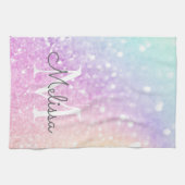 グラムイリジッドグリッターパーソナライズされたカラフル キッチンタオル (横)