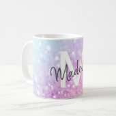 グラムイリジッドグリッターパーソナライズされたカラフル コーヒーマグカップ (正面左)