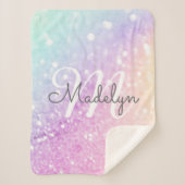 グラムイリジッドグリッターパーソナライズされたカラフル シェルパブランケット (正面)