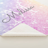 グラムイリジッドグリッターパーソナライズされたカラフル シェルパブランケット (3/4)