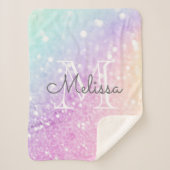 グラムイリジッドグリッターパーソナライズされたカラフル シェルパブランケット (正面)