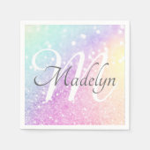 グラムイリジッドグリッターパーソナライズされたカラフル スタンダードカクテルナプキン (正面)