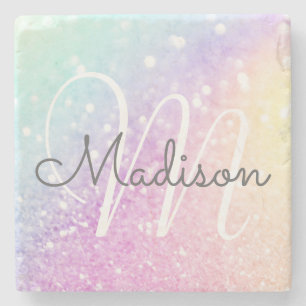 グラムイリジッドグリッターパーソナライズされたカラフル ストーンコースター