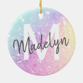 グラムイリジッドグリッターパーソナライズされたカラフル セラミックオーナメント (裏面)