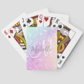 グラムイリジッドグリッターパーソナライズされたカラフル トランプ (裏面)