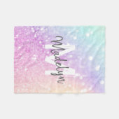 グラムイリジッドグリッターパーソナライズされたカラフル フリースブランケット (正面(横))