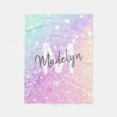 グラムイリジッドグリッターパーソナライズされたカラフル フリースブランケット (正面)