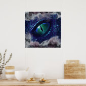 グラムインクゴシックブルー中世ドラゴン ポスター (キッチン)