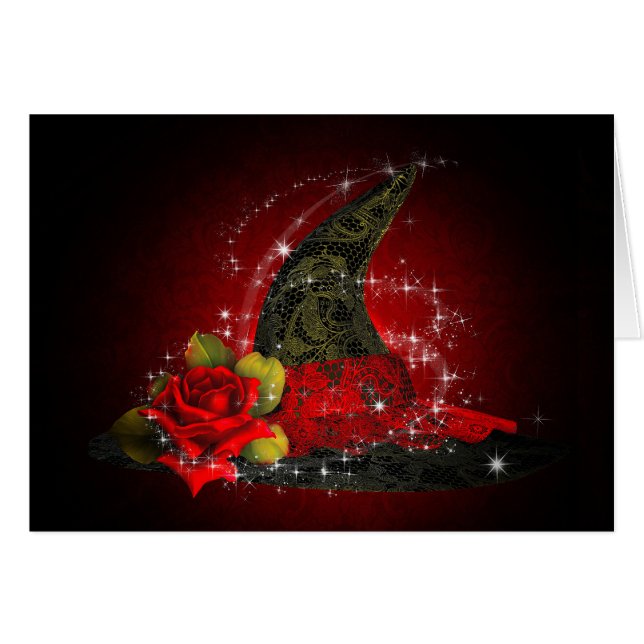 グラムウィッチハットレースのようブラック&レッドスパークルパーティー (正面横)