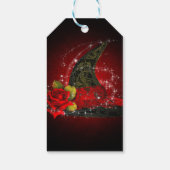 グラムウィッチハットレースのようブラック&レッドスパークルパーティー ギフトタグ (裏面)