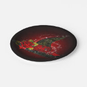 グラムウィッチハットレースのようブラック&レッドスパークルパーティー ペーパープレート (アングル)