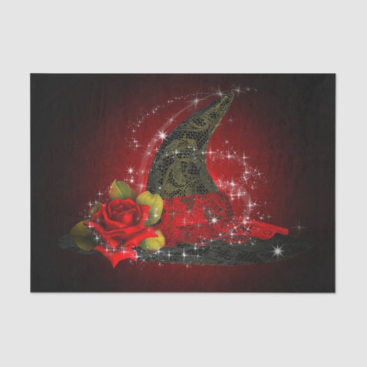 グラムウィッチハットレースのようブラック&レッドスパークルパーティー 薄葉紙 (正面)