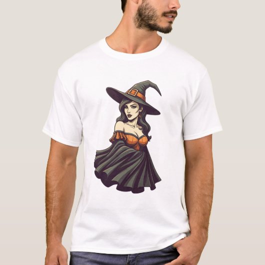 グラムウィッチピンナップハロウィーンバーベレトロ 不気味 Tシャツ (正面)