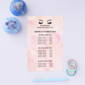 グラムウォーター色ピンクまつ毛サロンサービスリスト チラシ (シングル)