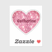 グラムエステガーリーティックピンクグリッターハート名 シール (シート)