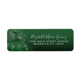 グラムエメラルドグリーンシルバーグリッターガウンキンセアニェラ ラベル