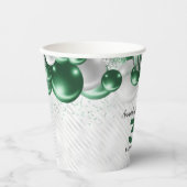 グラムエメラルドグリーンシルバーバルーングリッター誕生日 紙コップ (正面)