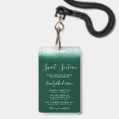 グラムエメラルドスウィート16招待状VIPパスバッジ バッジ (裏面（ネックストラップ付）)