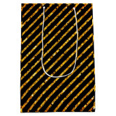 グラムエレガントシェブロン金ゴールドブラックグリッタースパークル ミディアムペーパーバッグ (裏面)