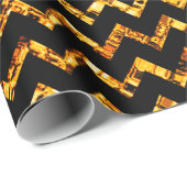 グラムエレガントシェブロン金ゴールドブラックグリッタースパークル ラッピングペーパー (ロールコーナー)